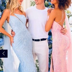 CLARISSE 810814 Beaded One Shoulder Prom Dress- Light Blue